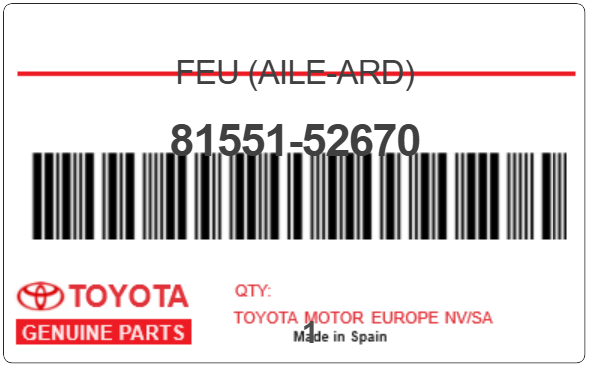 TOYOTA - 81551-52670 FEU (aile-ard)