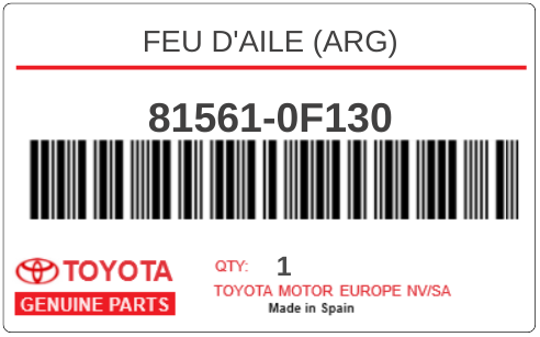 TOYOTA - 81561-0F130 FEU D'AILE (arg)