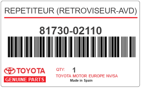 TOYOTA - 81730-02110 REPETITEUR (retroviseur-avd)