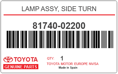 TOYOTA - 81740-02200 REPETITEUR (rétroviseur-extg)