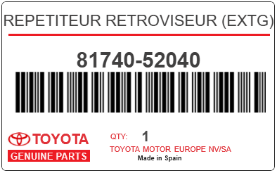 TOYOTA - 81740-52040 REPETITEUR RETROVISEUR (extg)
