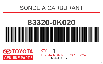 TOYOTA - 83320-0K020 SONDE A CARBURANT
