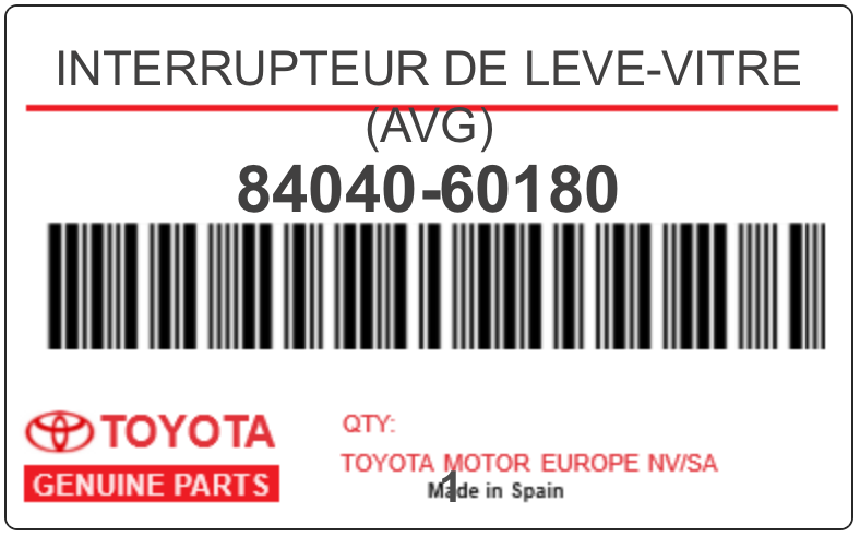 TOYOTA - 84040-60180 INTERRUPTEUR DE LEVE-VITRE (avg)