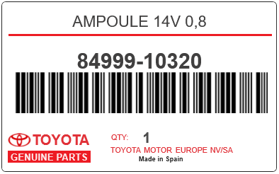TOYOTA - 84999-10320 AMPOULE 14V 0,8