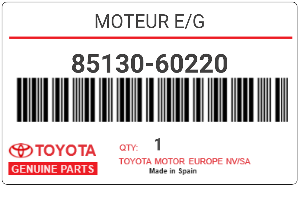TOYOTA - 85130-60220 MOTEUR E/G