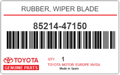 TOYOTA - 85214-47150 RUBBER, WIPER BLADE