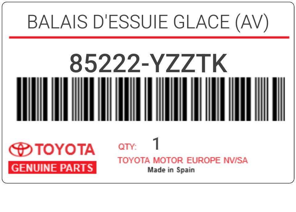 TOYOTA - 85222-YZZTK BALAIS D'ESSUIE GLACE (av)