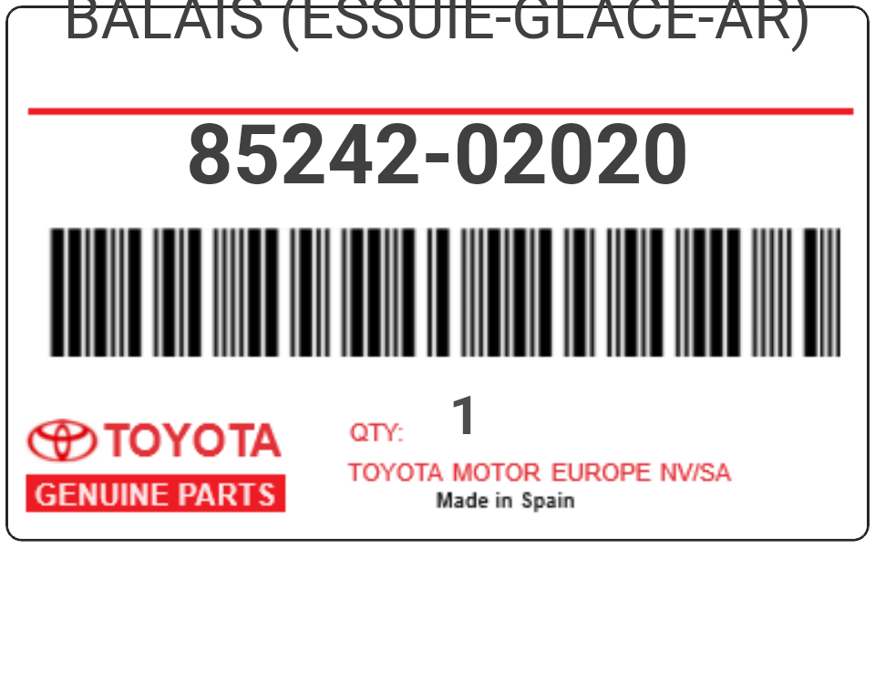 TOYOTA - 85242-02020 BALAIS (essuie-glace-ar)