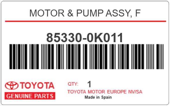 TOYOTA - 85330-0K011 MOTOR & PUMP ASSY, F