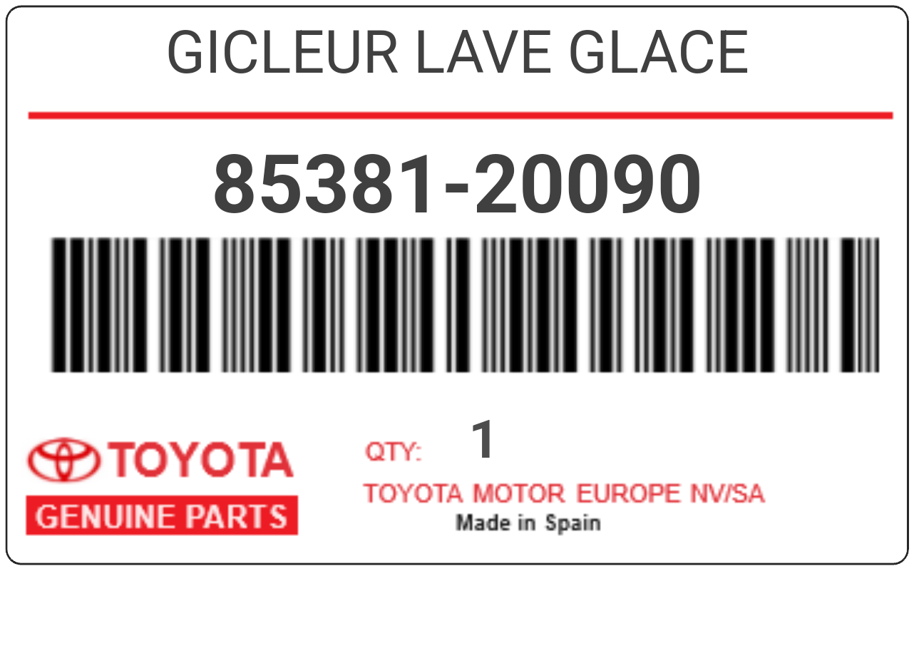 TOYOTA - 85381-20090 GICLEUR LAVE GLACE
