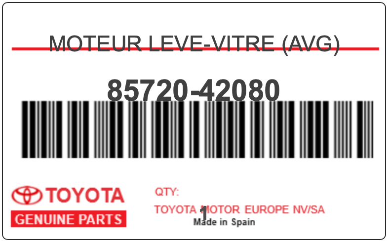 TOYOTA - 85720-42080 MOTEUR LEVE-VITRE (avg)