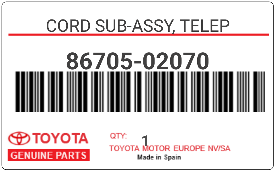 TOYOTA - 86705-02070 CORD SUB-ASSY, TELEP