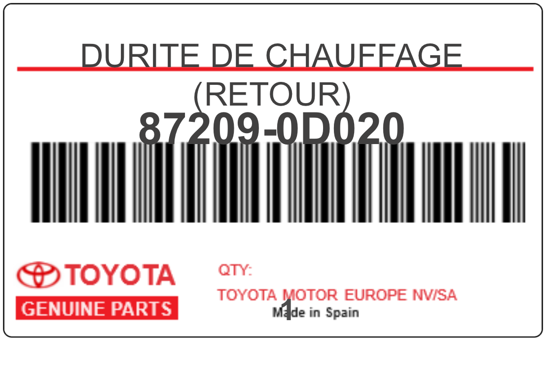 TOYOTA - 87209-0D020 DURITE DE CHAUFFAGE (retour)