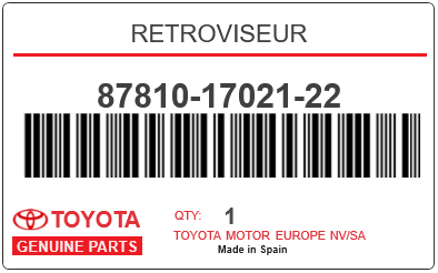 TOYOTA - 87810-17021-22 RETROVISEUR