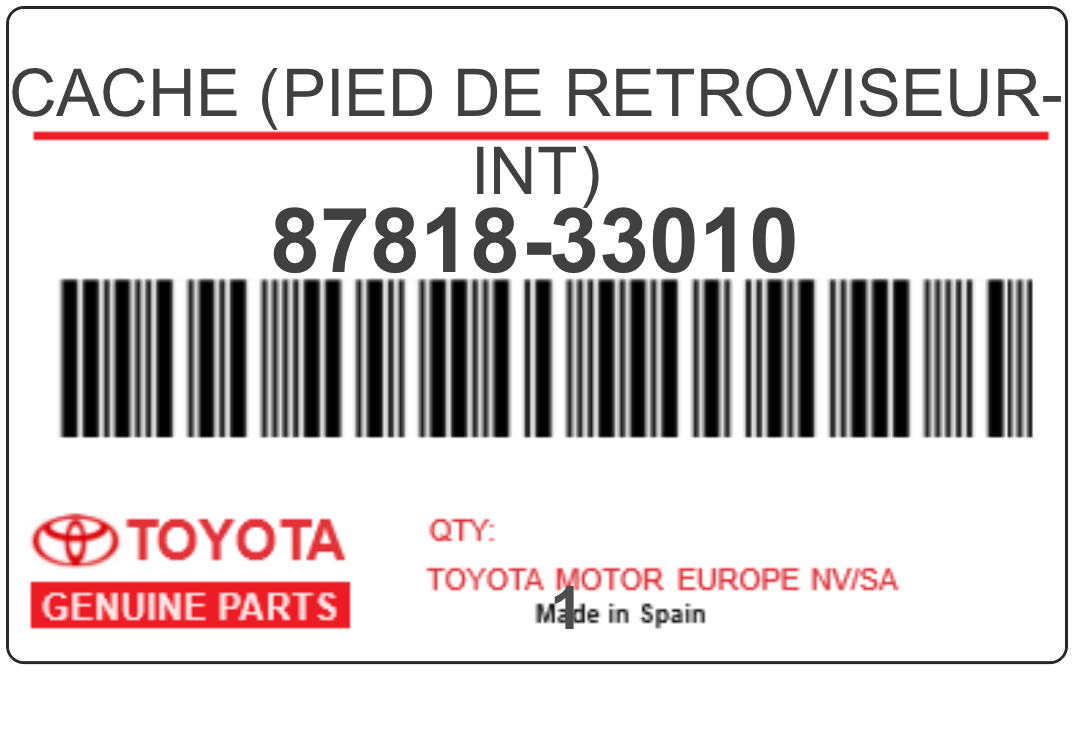 TOYOTA - 87818-33010 CACHE (pied de retroviseur-int)