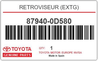 TOYOTA - 87940-0D580 RETROVISEUR (extg)