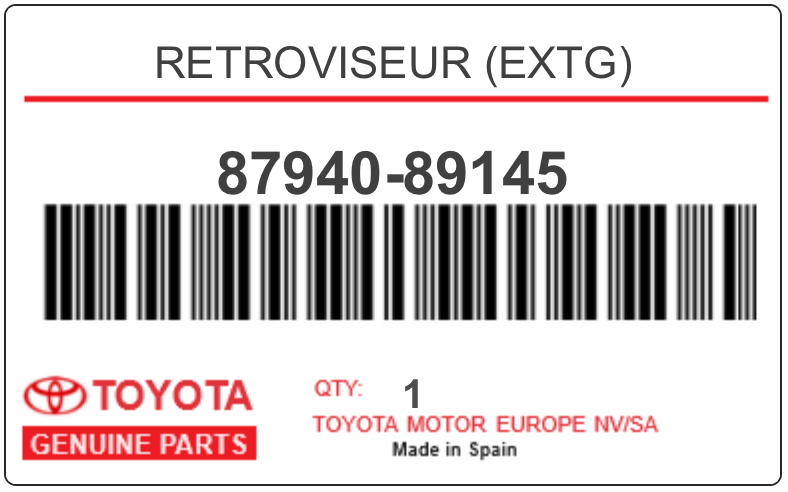 TOYOTA - 87940-89145 RETROVISEUR (extg)