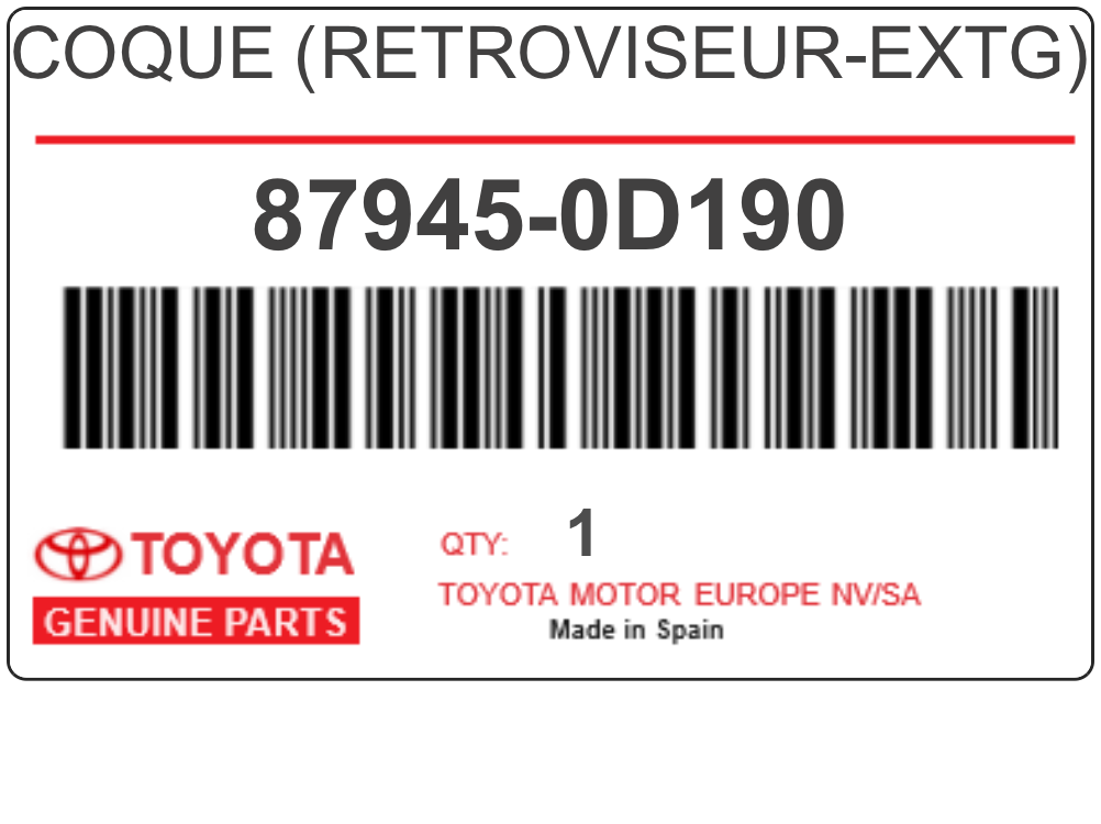 TOYOTA - 87945-0D190 COQUE (retroviseur-extg)