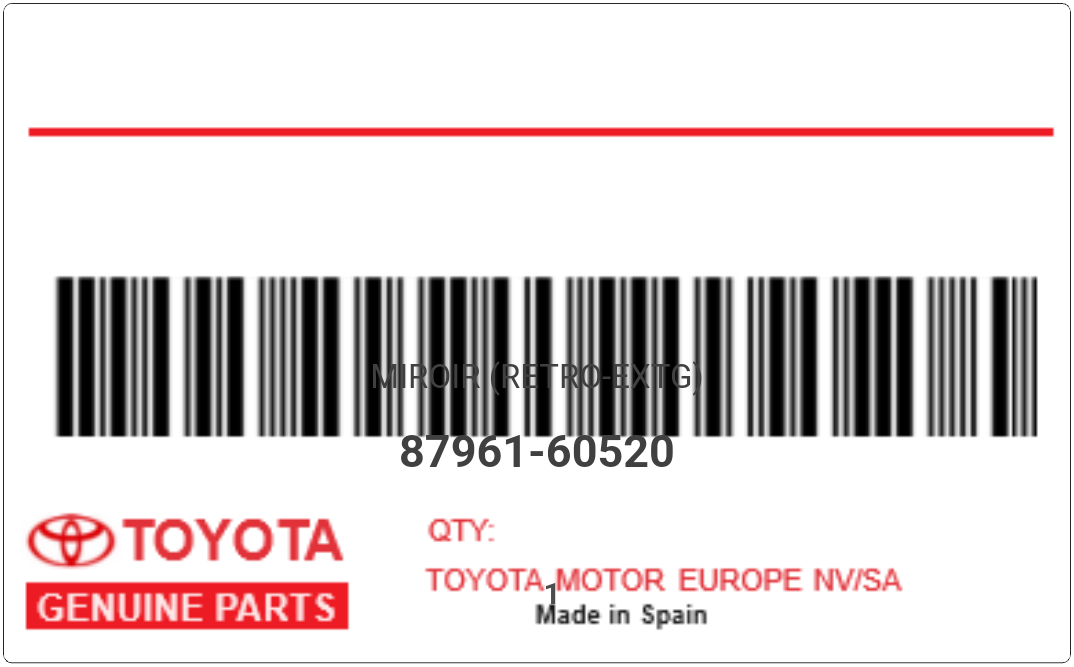 TOYOTA - 87961-60520 MIROIR (retro-extg)