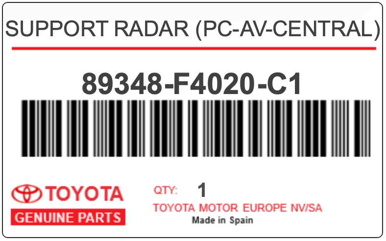 TOYOTA - 89348-F4020-C1 SUPPORT RADAR (pc-av-central)