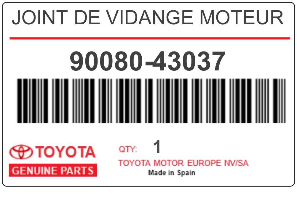 TOYOTA - 90080-43037 JOINT DE VIDANGE MOTEUR