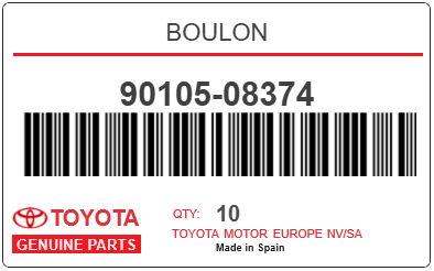 TOYOTA - 90105-08374 BOULON