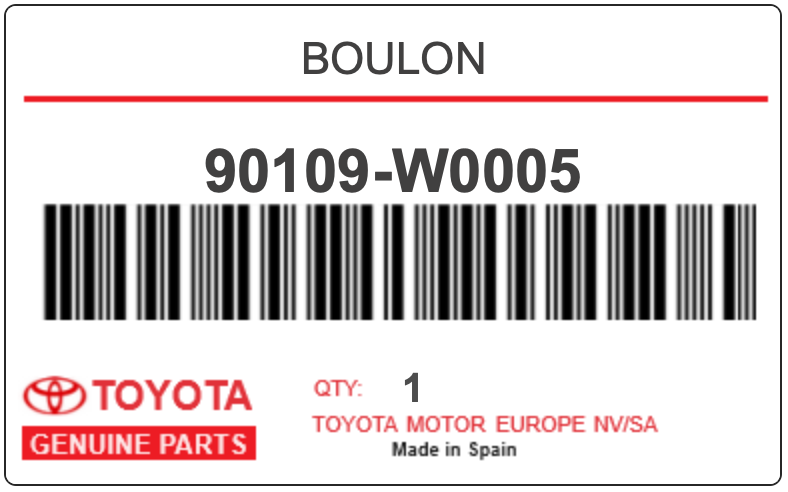 TOYOTA - 90109-W0005 BOULON
