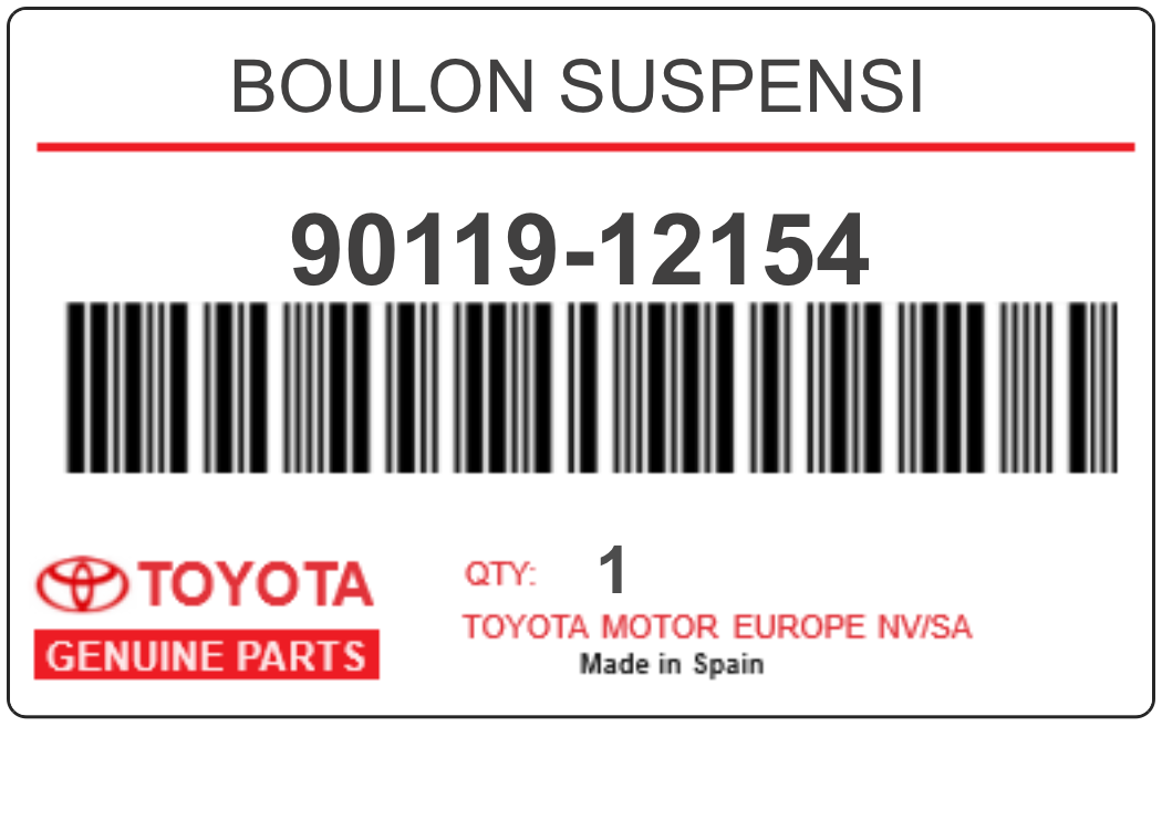 TOYOTA - 90119-12154 BOULON SUSPENSI