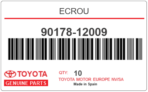 TOYOTA - 90178-12009 ECROU