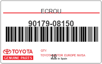 TOYOTA - 90179-08150 ECROU