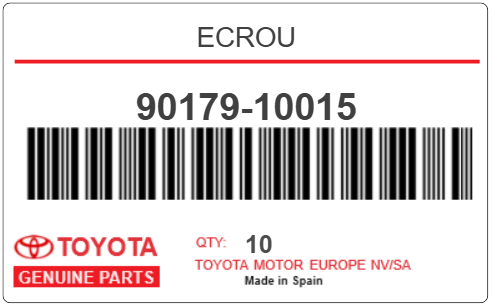 TOYOTA - 90179-10015 ECROU