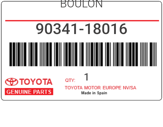 TOYOTA - 90341-18016 BOULON