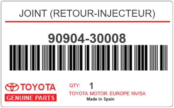 TOYOTA - 90904-30008 JOINT (retour-injecteur)