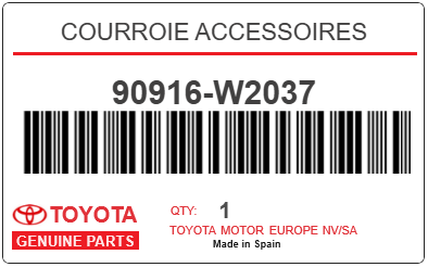 TOYOTA - 90916-W2037 COURROIE ACCESSOIRES
