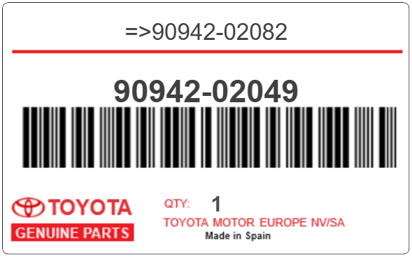 TOYOTA - 90942-02049 REFERENCE REMPLACEE PAR: