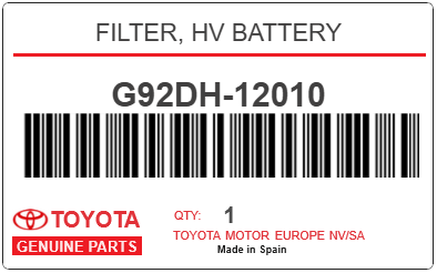 TOYOTA - G92DH-12010 FILTER, HV BATTERY