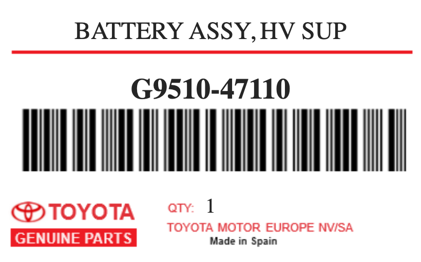 TOYOTA - G9510-47110 BATTERY ASSY, HV SUP
