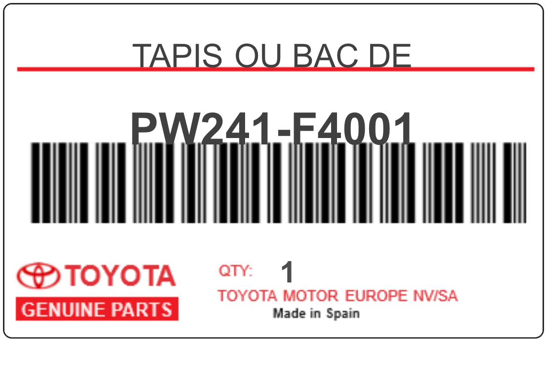 TOYOTA - PW241-F4001 TAPIS OU BAC DE