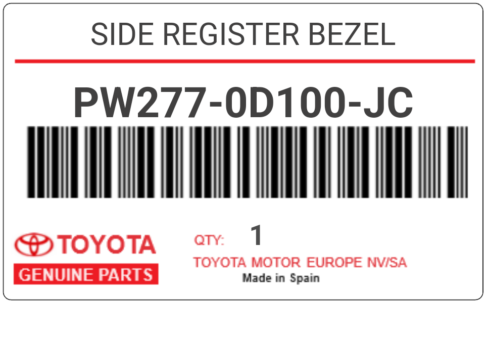 TOYOTA - PW277-0D100-JC SIDE REGISTER BEZEL