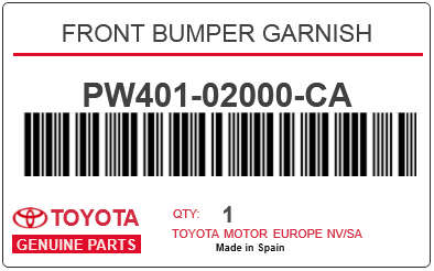 TOYOTA - PW401-02000-CA FRONT BUMPER GARNISH