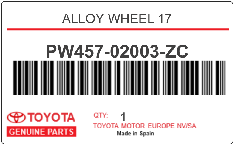 TOYOTA - PW457-02003-ZC ALLOY WHEEL 17