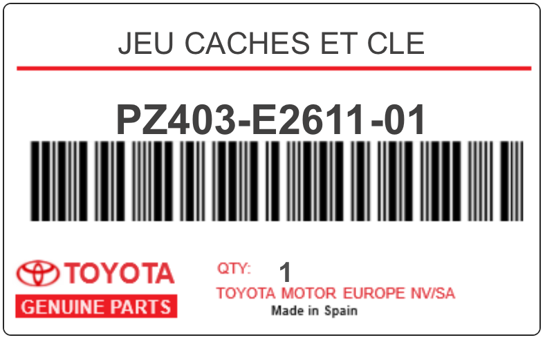 TOYOTA - PZ403-E2611-01 JEU CACHES ET CLE