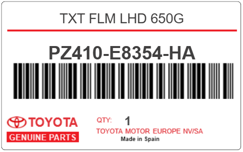 TOYOTA - PZ410-E8354-HA TXT FLM LHD 650G