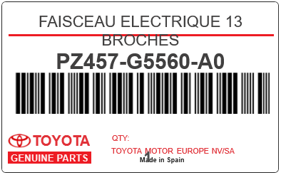 TOYOTA - PZ457-G5560-A0 FAISCEAU ELECTRIQUE 13 BROCHES