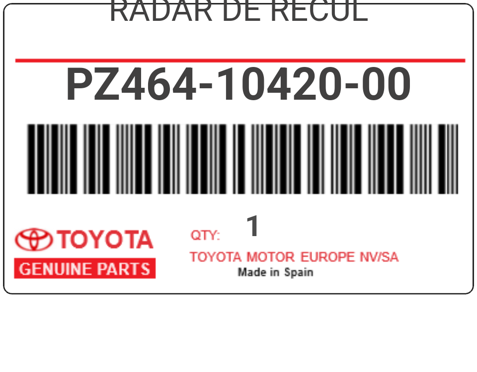 TOYOTA - PZ464-10420-00 RADAR DE RECUL