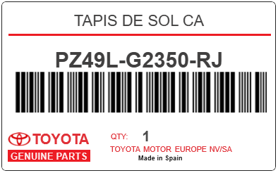 TOYOTA - PZ49L-G2350-RJ TAPIS DE SOL CA